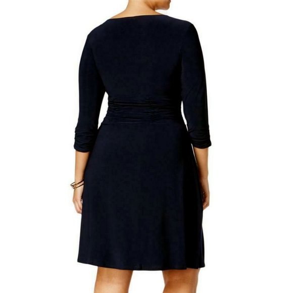 NY Collection A-Line Rushed Cocktail Dress - Picture 2 of 3